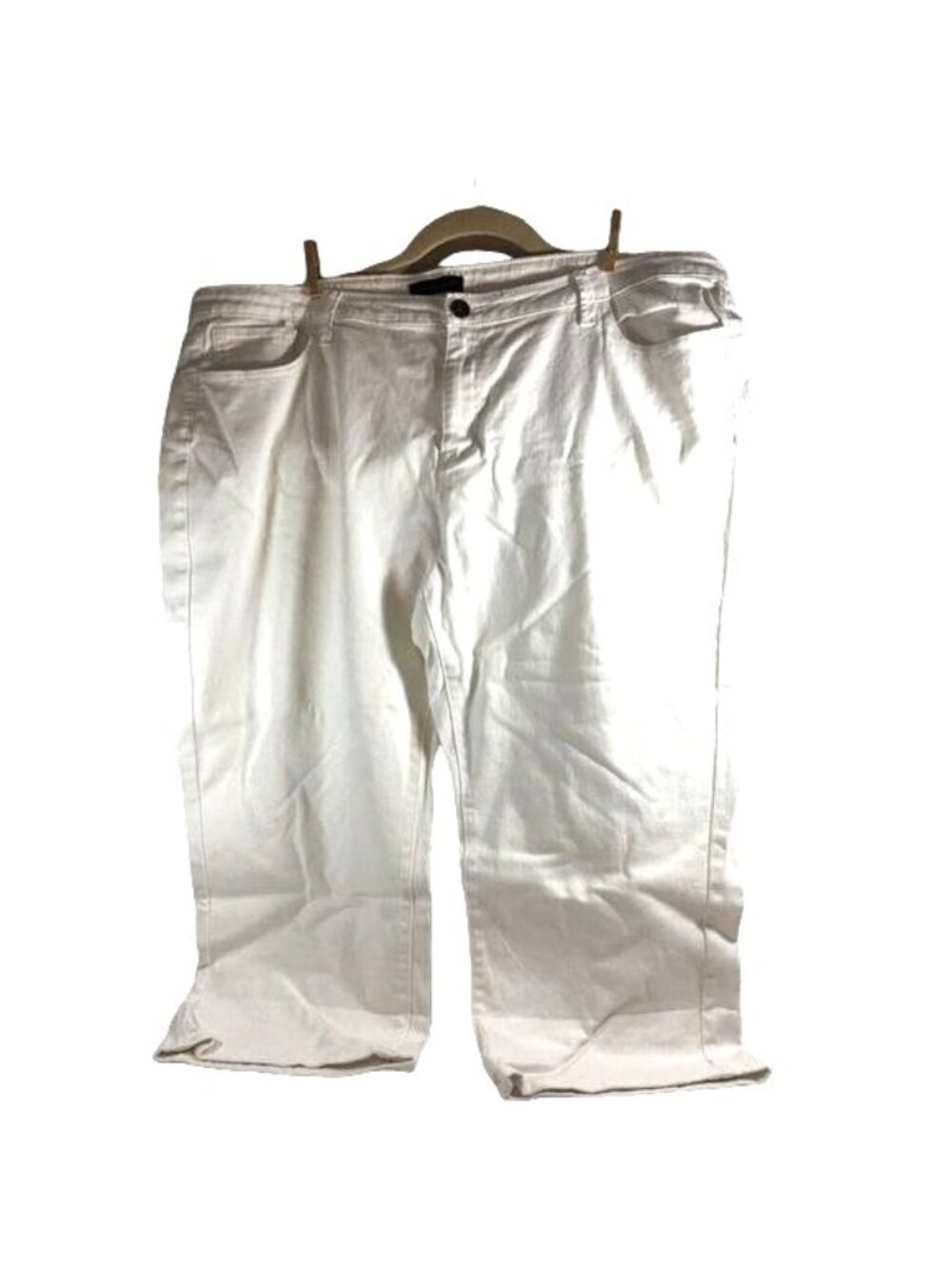 Ashley Stewart Womens Capris Jeans White Wide Leg Five Pocket Size 24